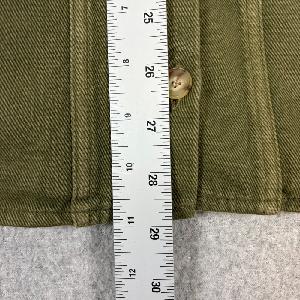 Sezane Will Jacket Womens Medium Green Suede Olive Button Pockets - Picture 3 of 7